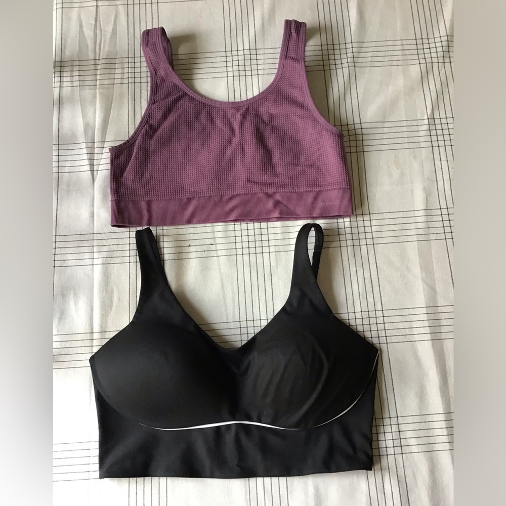 PINK Victoria's Secret Black and Purple Sports Bras